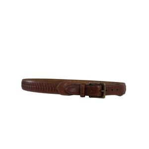 Vtg 90s Brown Woven Bridle Leather Belt Uruguay Solid Brass Buckle 38